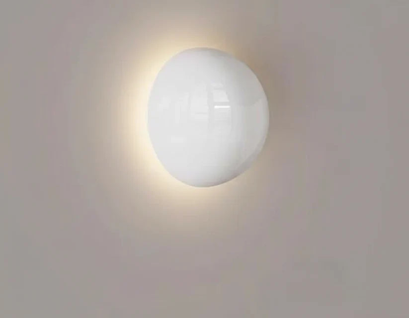 Orvix Nordic Orb Wall Light | Gloss Ceramic Backlit Halo Sconce Fixture
