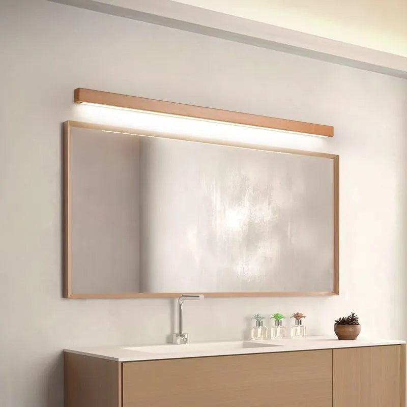 Ovel Muto Linear Wooden Wall Light | Natural Timber LED Vanity & Mirror Lamp