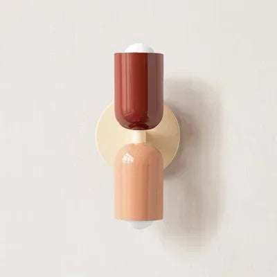 Zola Macaron Capsule Wall Light | Two-Tone Metal Up Down Sconce for Bedroom & Hallway