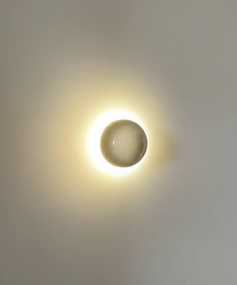 Orvix Nordic Orb Wall Light | Gloss Ceramic Backlit Halo Sconce Fixture