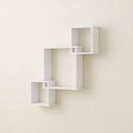 Veyra Geometric Floating Cube Wall Shelves | Matt White Interlocking 3-Tier Display Unit