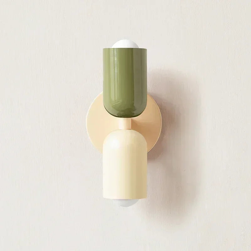 Zola Macaron Capsule Wall Light | Two-Tone Metal Up Down Sconce for Bedroom & Hallway