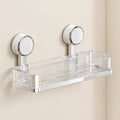 Kovo Suction Cup Shower Caddy Shelf  Clear Chrome Wall Organiser Basket