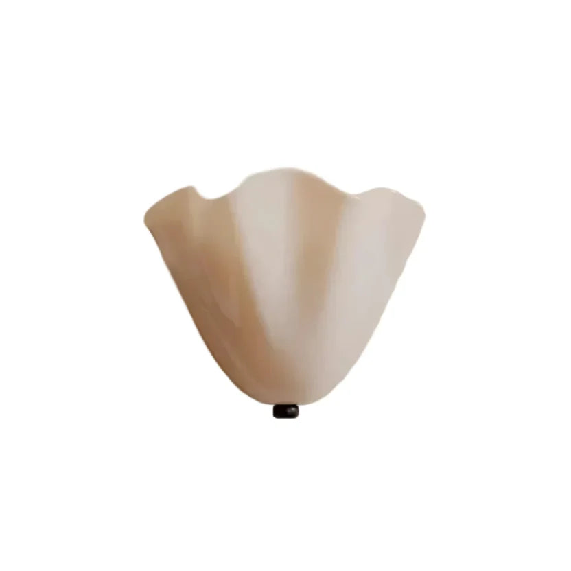 Delin Japandi Scalloped Wall Light | Fluted Wave Glass Shade Sconce Fixture