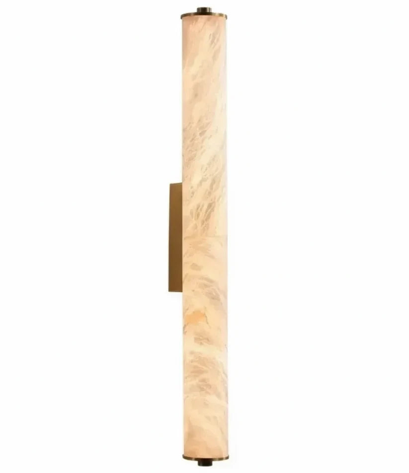 Marble LED Wall Light | Natural Alabaster Tube Sconce for Living Room
