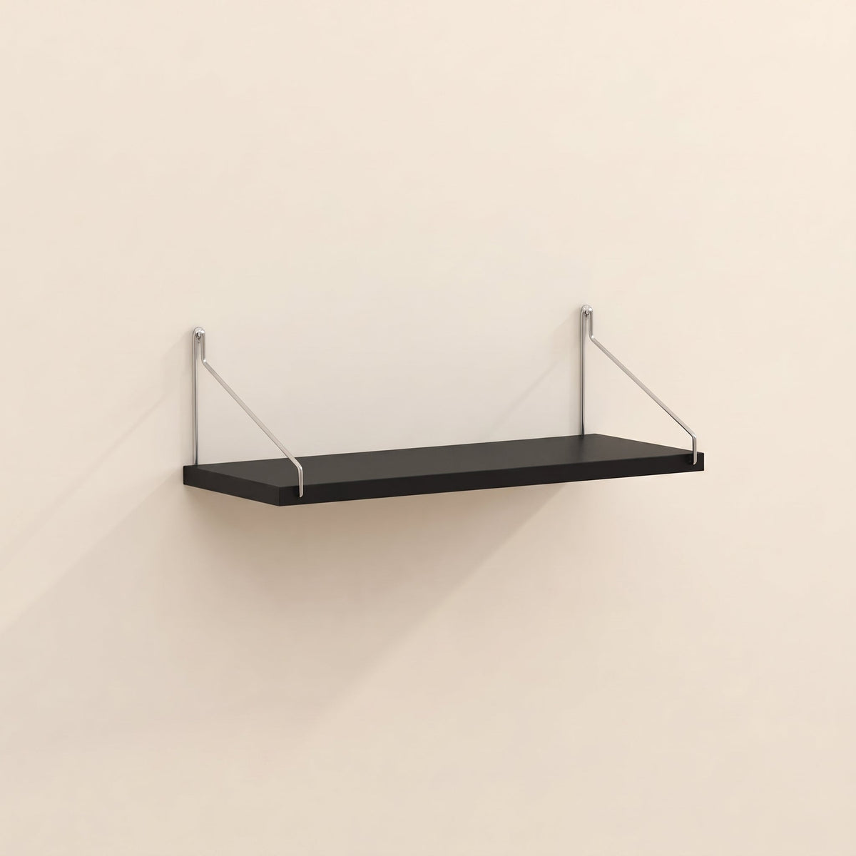 Rani Bracket Mounted Floating Wall Shelf  Matt Black Timber Storage Display Rack