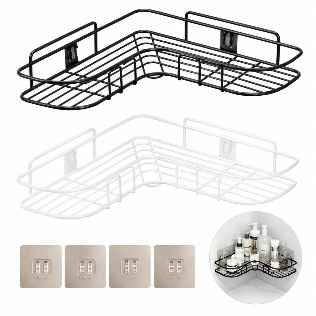 Kava Corner Shower Caddy Shelf | Adhesive Rustproof Wire Wall Organiser
