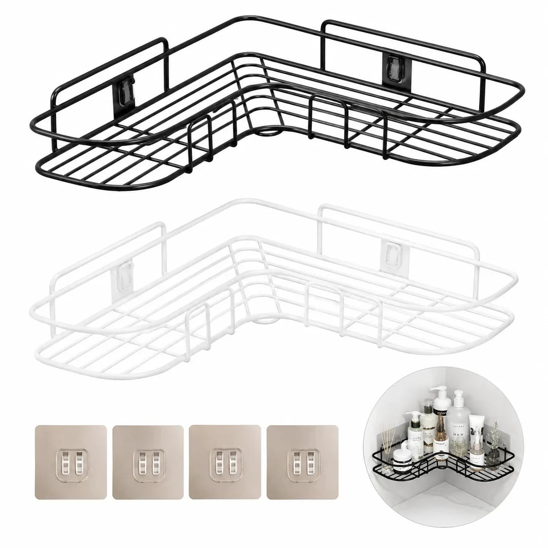 Kava Corner Shower Caddy Shelf | Adhesive Rustproof Wire Wall Organiser