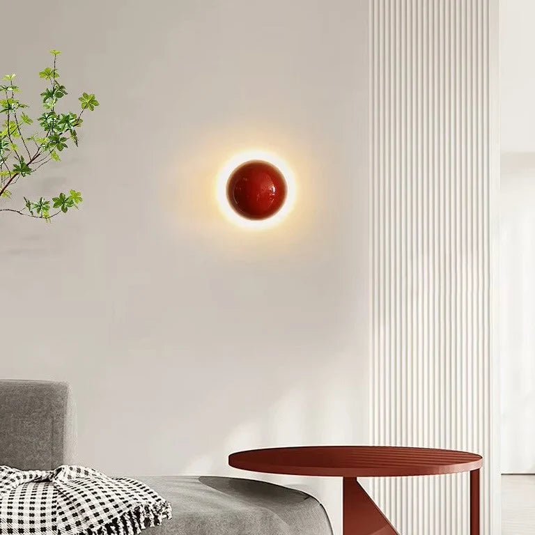 Orvix Nordic Orb Wall Light | Gloss Ceramic Backlit Halo Sconce Fixture