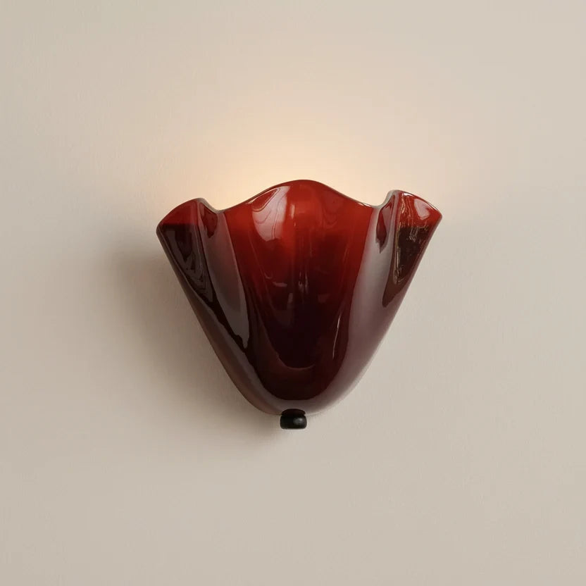 Delin Japandi Scalloped Wall Light | Fluted Wave Glass Shade Sconce Fixture