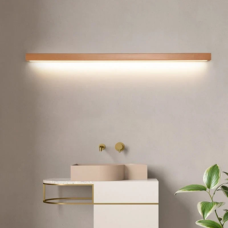 Ovel Muto Linear Wooden Wall Light | Natural Timber LED Vanity & Mirror Lamp