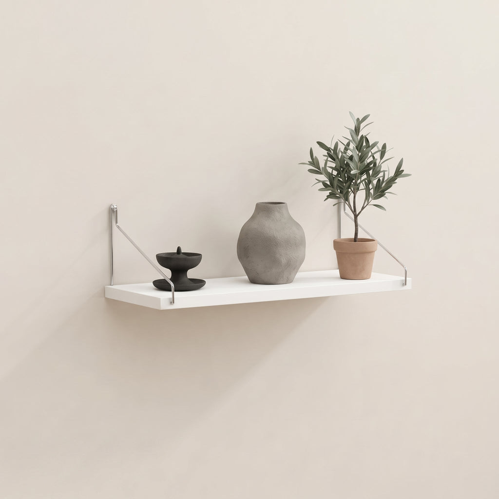 Rani Bracket Mounted Floating Wall Shelf  Matt Black Timber Storage Display Rack