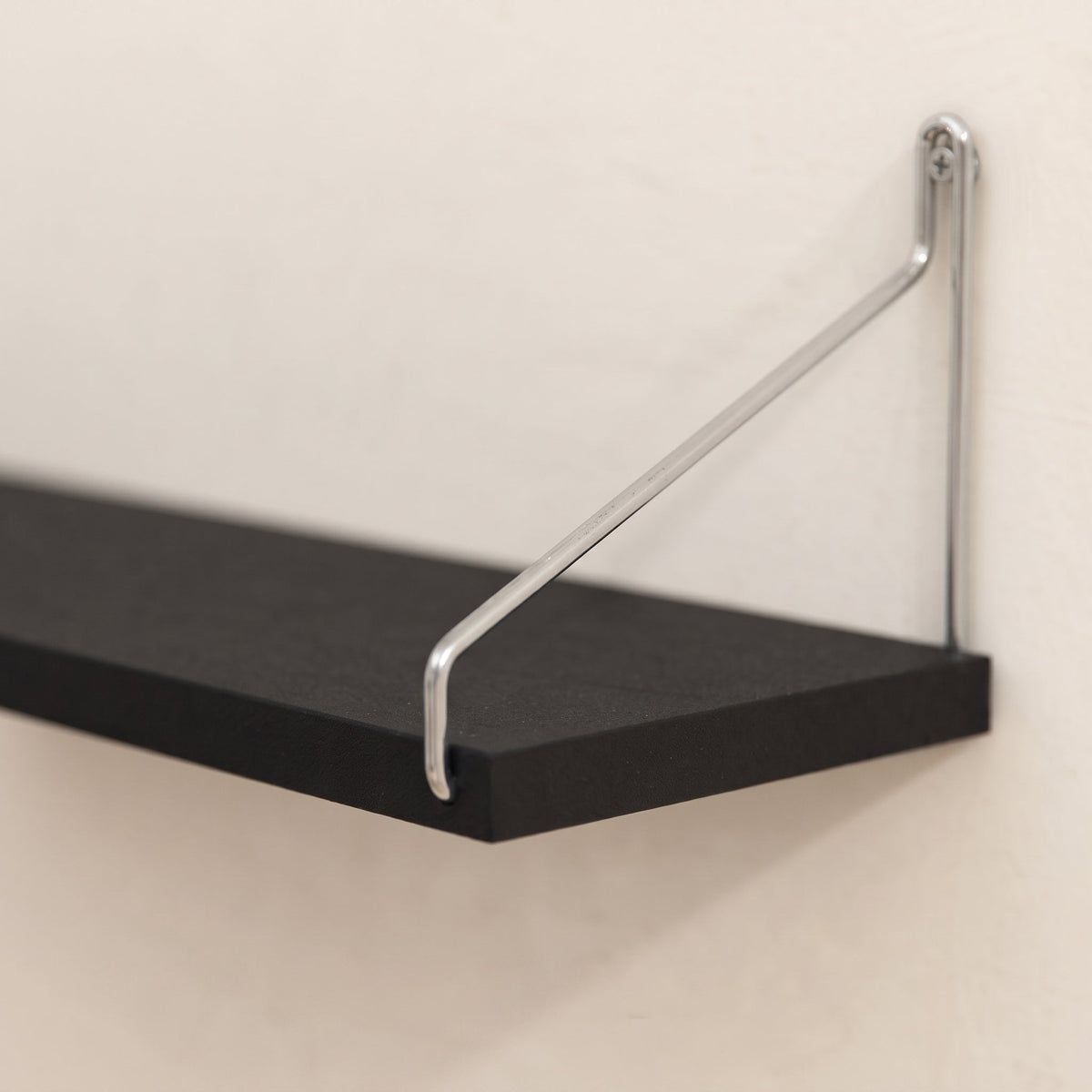 Rani Bracket Mounted Floating Wall Shelf  Matt Black Timber Storage Display Rack
