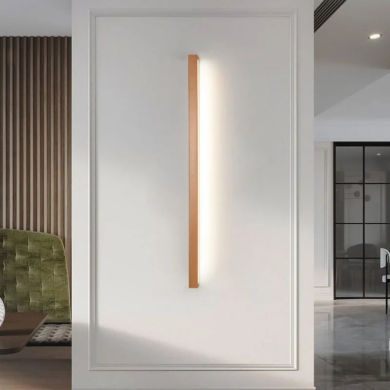 Ovel Muto Linear Wooden Wall Light | Natural Timber LED Vanity & Mirror Lamp