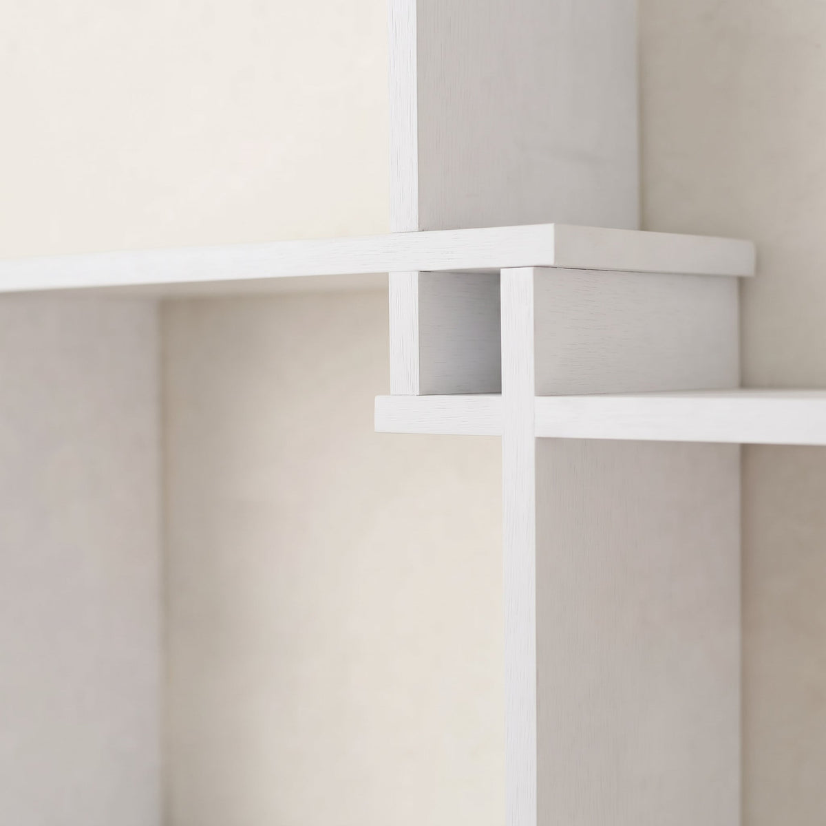 Veyra Geometric Floating Cube Wall Shelves | Matt White Interlocking 3-Tier Display Unit