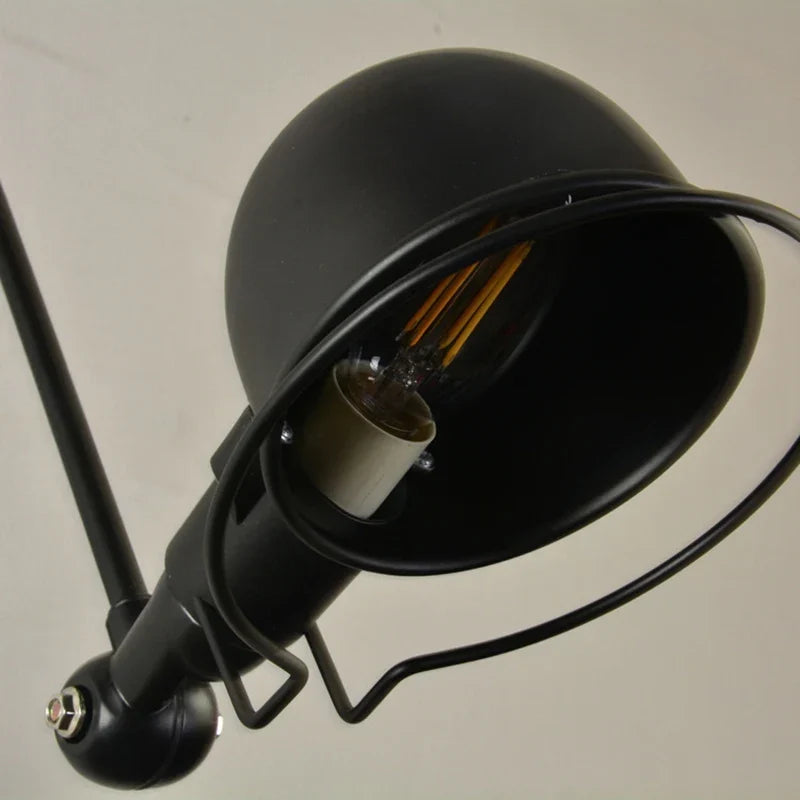 Lumi Swing Arm Wall Light Dome | Matt Black Adjustable Industrial Reading Lamp