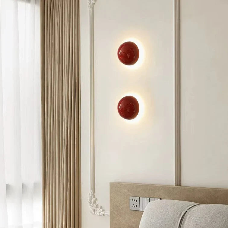 Orvix Nordic Orb Wall Light | Gloss Ceramic Backlit Halo Sconce Fixture