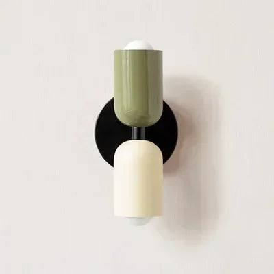 Zola Macaron Capsule Wall Light | Two-Tone Metal Up Down Sconce for Bedroom & Hallway