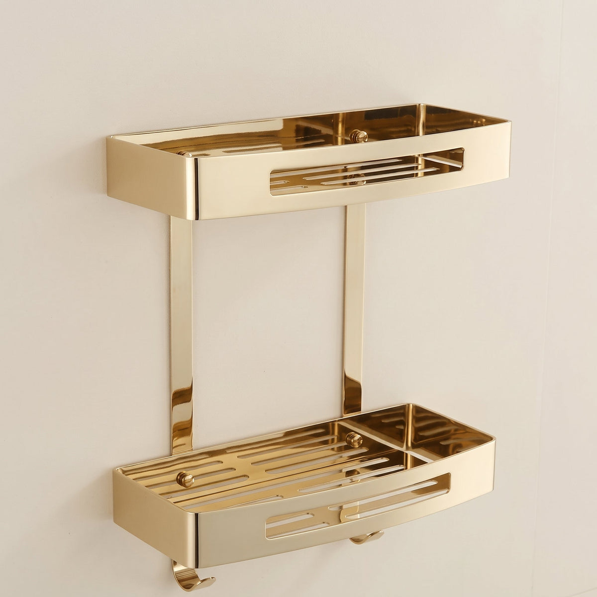 Kael Stainless Steel Shower Caddy Basket | 2-Tier Wall Mounted Bathroom Organiser