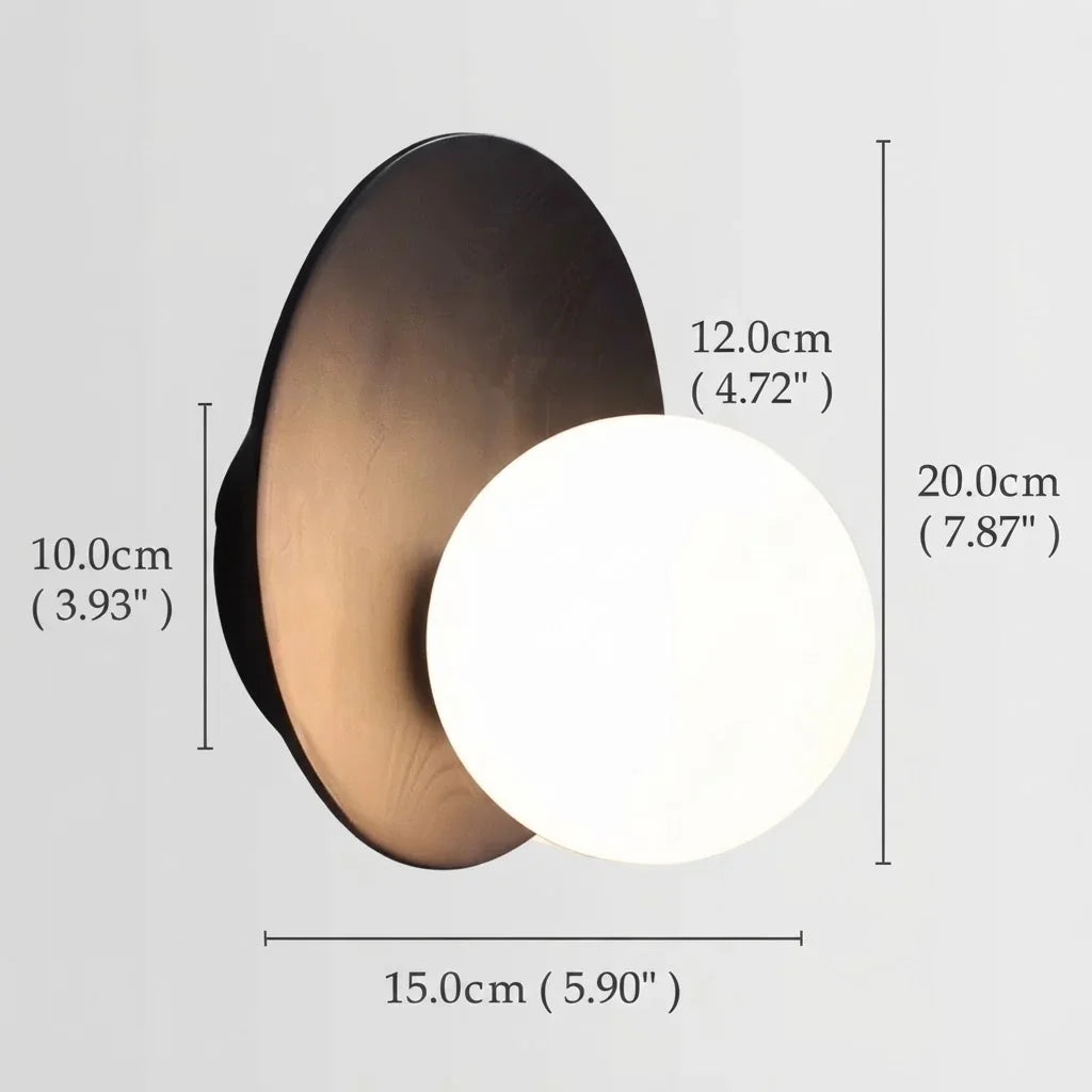 Nura Japandi Globe Wall Light | Natural Timber Disc Frosted Glass Sconce