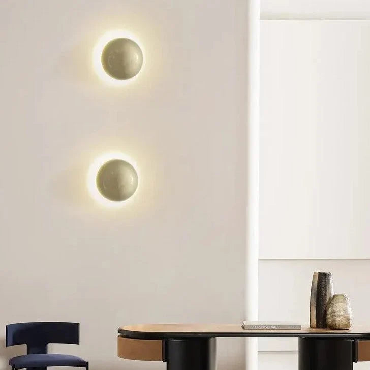 Orvix Nordic Orb Wall Light | Gloss Ceramic Backlit Halo Sconce Fixture