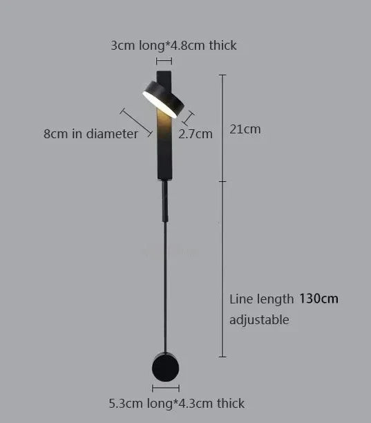 Nordic LED Wall Light | Matt Black Adjustable Rotatable Reading Sconce
