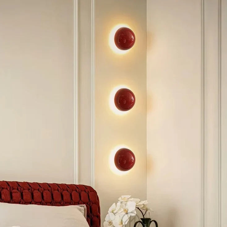 Orvix Nordic Orb Wall Light | Gloss Ceramic Backlit Halo Sconce Fixture