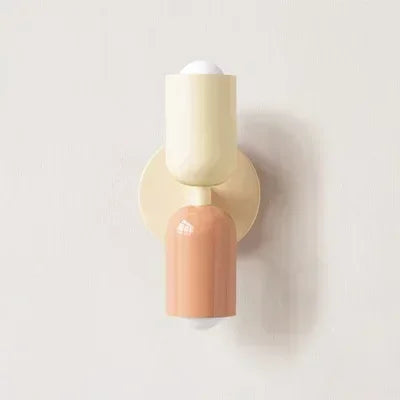 Zola Macaron Capsule Wall Light | Two-Tone Metal Up Down Sconce for Bedroom & Hallway