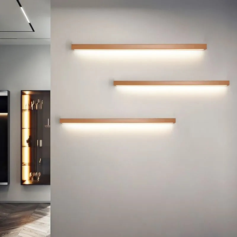 Ovel Muto Linear Wooden Wall Light | Natural Timber LED Vanity & Mirror Lamp