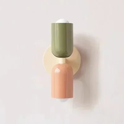 Zola Macaron Capsule Wall Light | Two-Tone Metal Up Down Sconce for Bedroom & Hallway