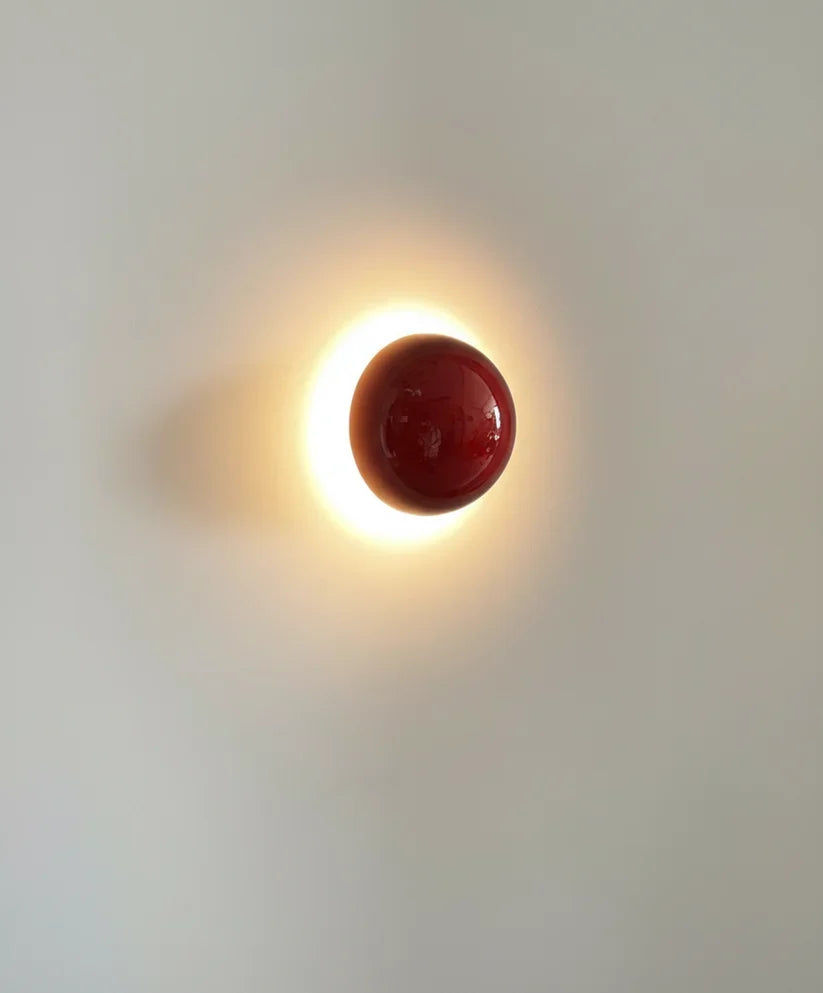Orvix Nordic Orb Wall Light | Gloss Ceramic Backlit Halo Sconce Fixture