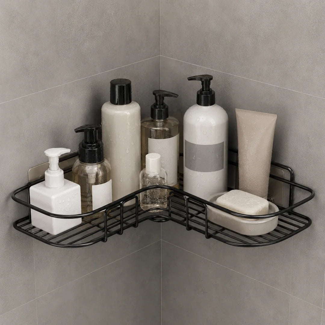 Kava Corner Shower Caddy Shelf | Adhesive Rustproof Wire Wall Organiser